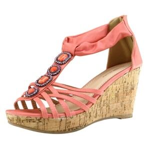TOP MODA Sz 7.5 M Pink Gladiator Synthetic Women Sandals